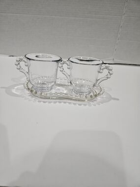 Candlewick Creamer and Sugar Bowl with Tray Imperial Glass